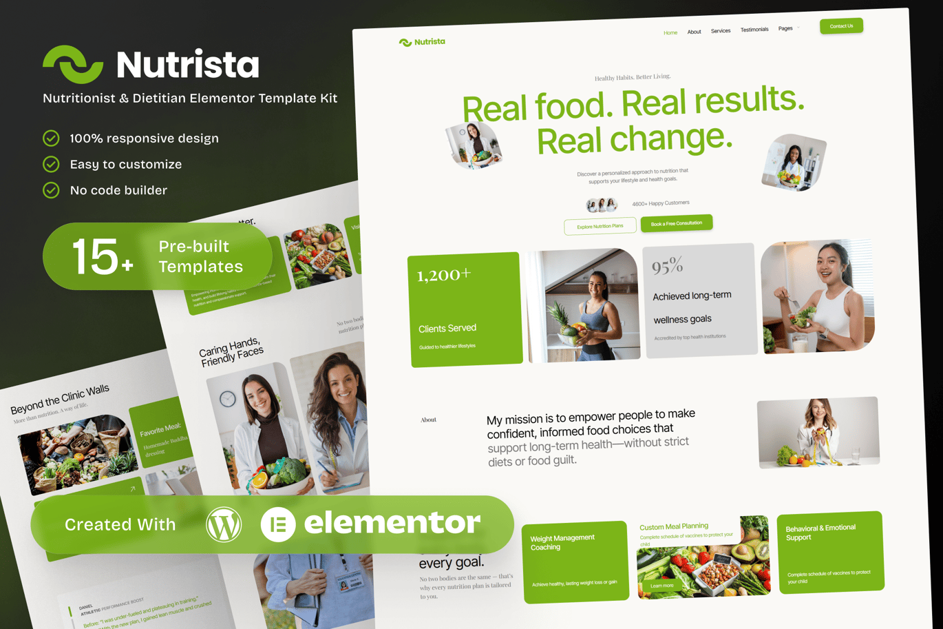 Nutrista – Nutritionist and Dietitian Elementor Template Kit